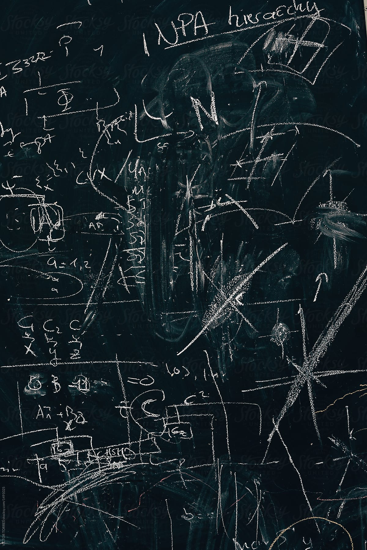 Maths formulas written by white chalk on the blackboard backgrou