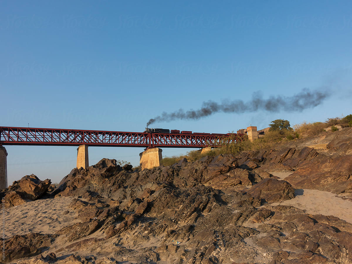 A Steam Train  starting its journey over Attock bridge !