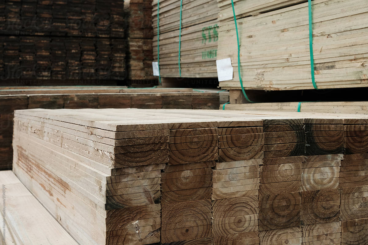 Timber planks at builders yard