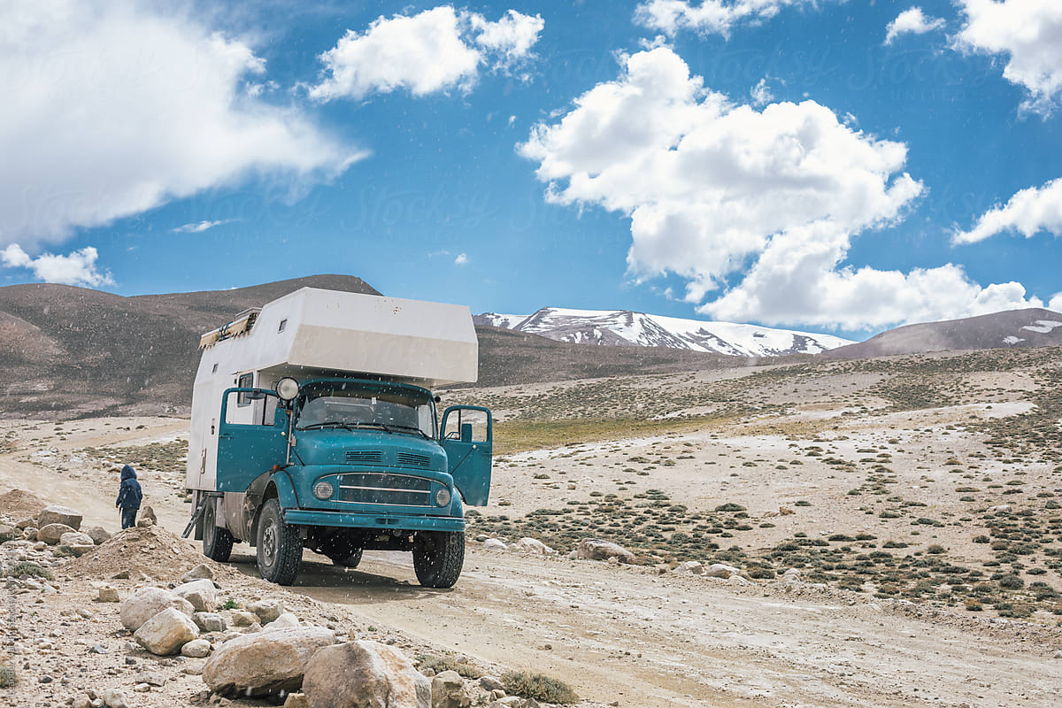offroad camping truck on bad roads