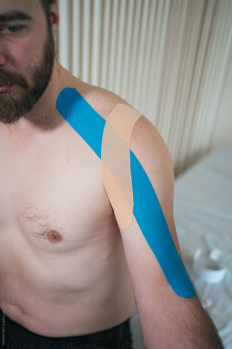 Patient with medical tapes
