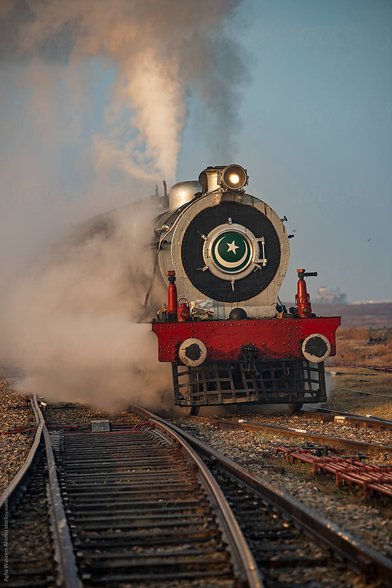 Steam Locomotive changing tracks.