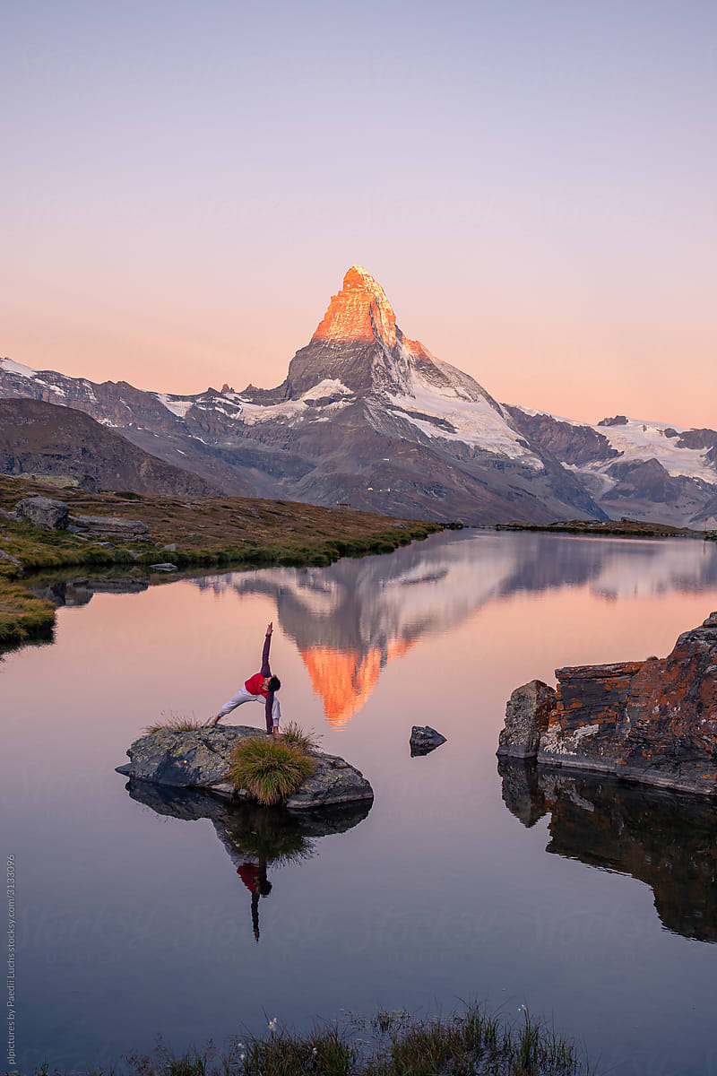 Yoga after sunset at the Matterhorn