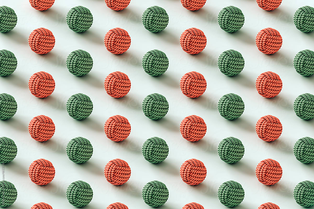 isometric pattern of many dog toy balls
