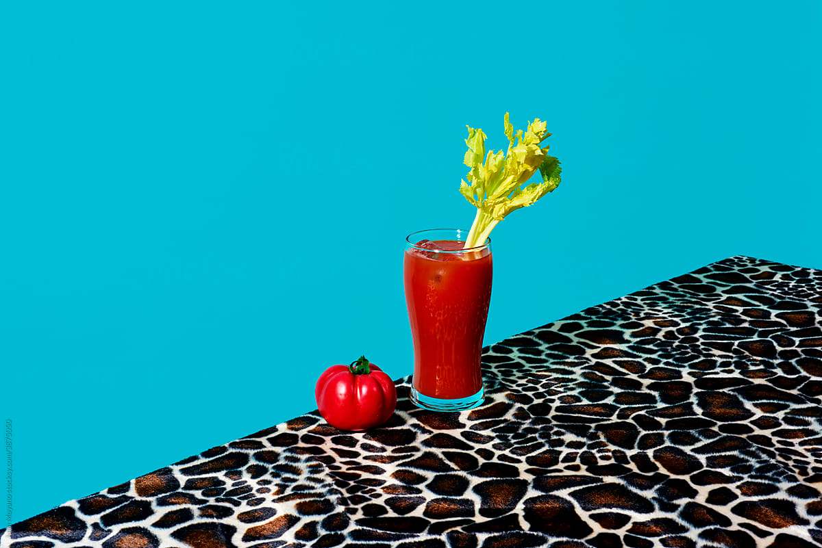tomato and glass of bloody mary