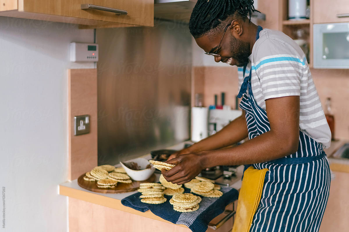 Black Man makes Homemade waffles