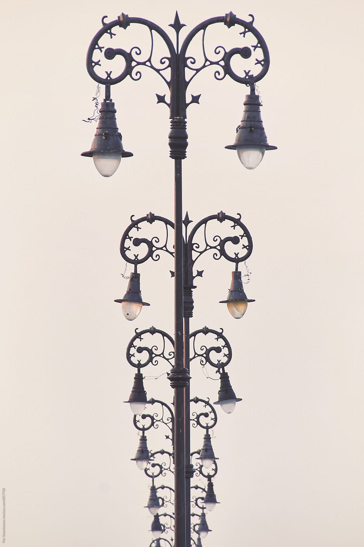 Old fashioned ornate lamp posts. Veracruz, Mexico