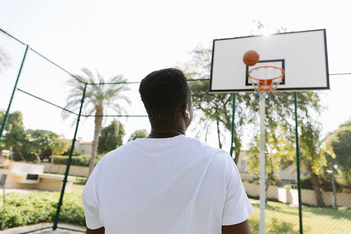 A man playing basketball