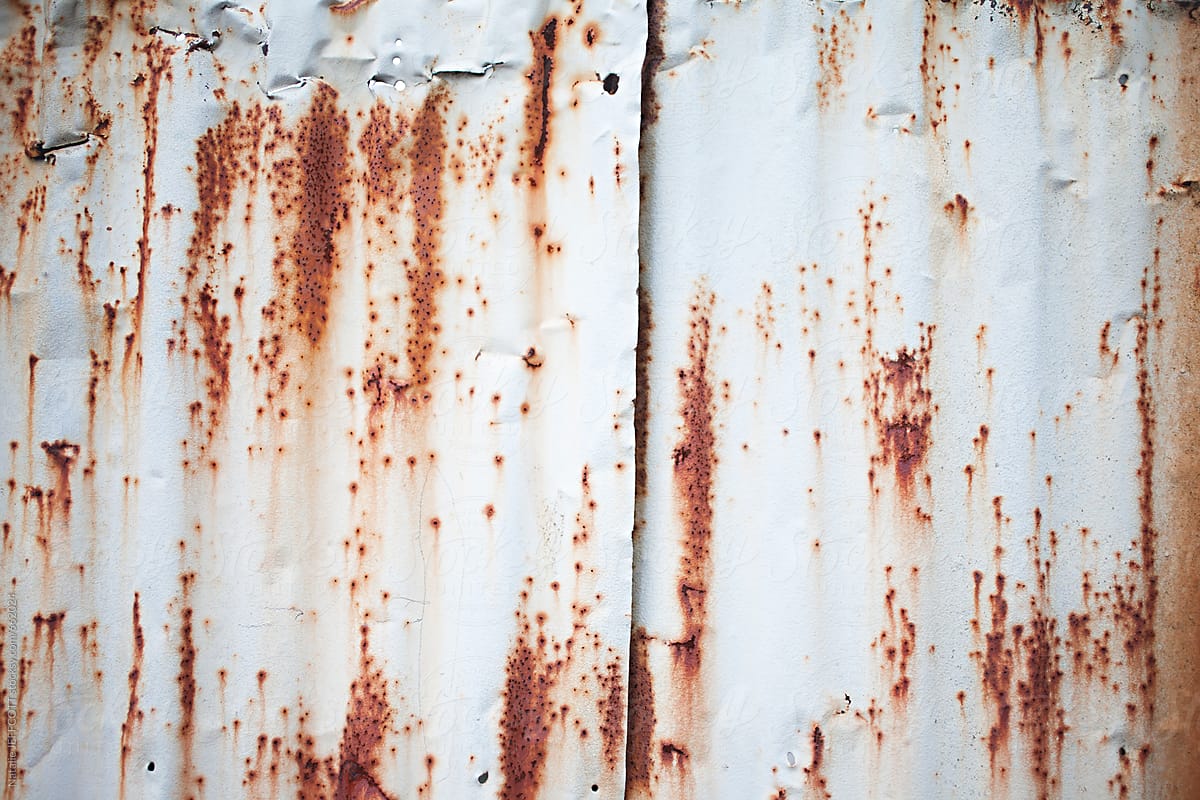 beautiful textured, old and weathered patina on corrugated tin sheds and fences