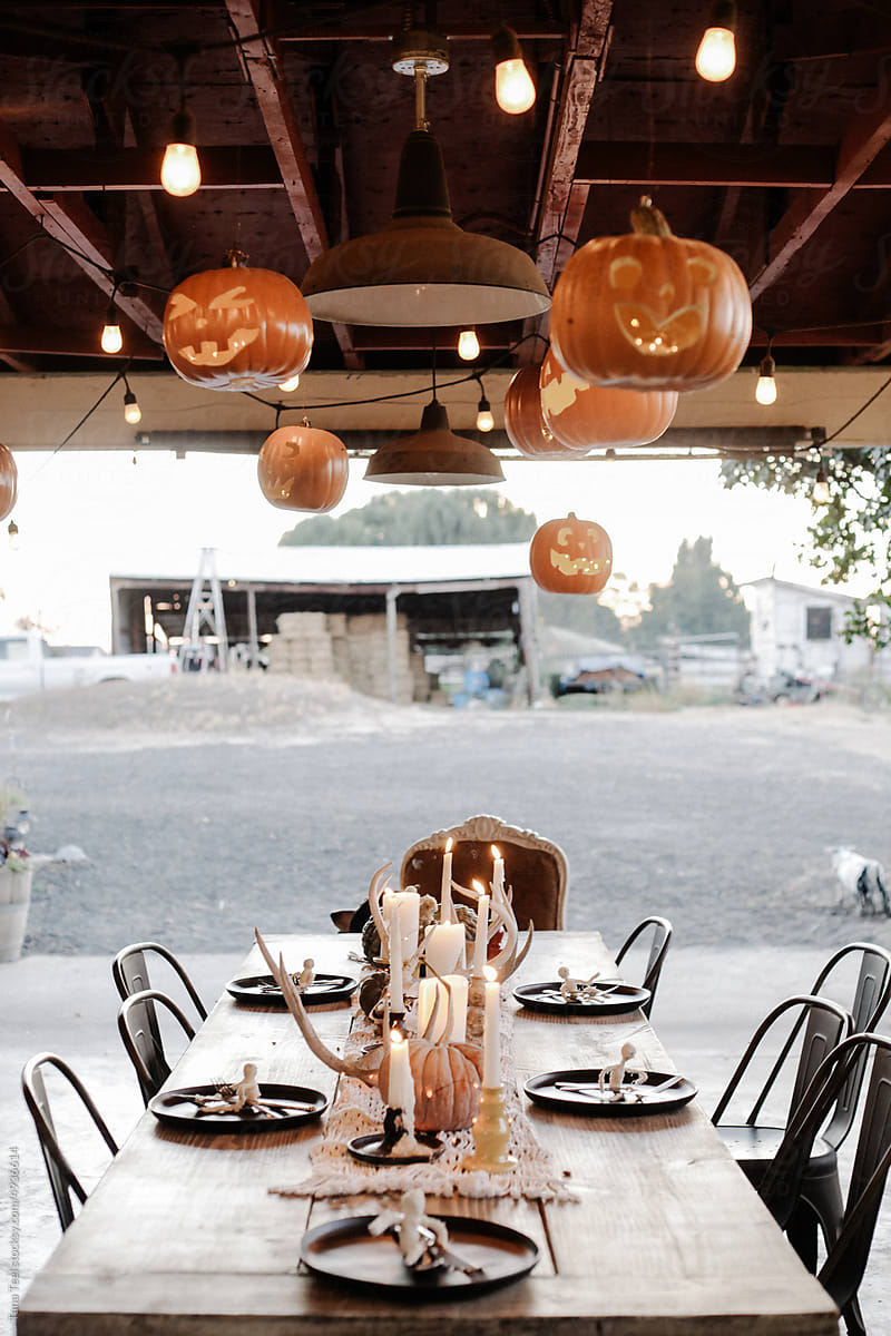 festive halloween outdoor table