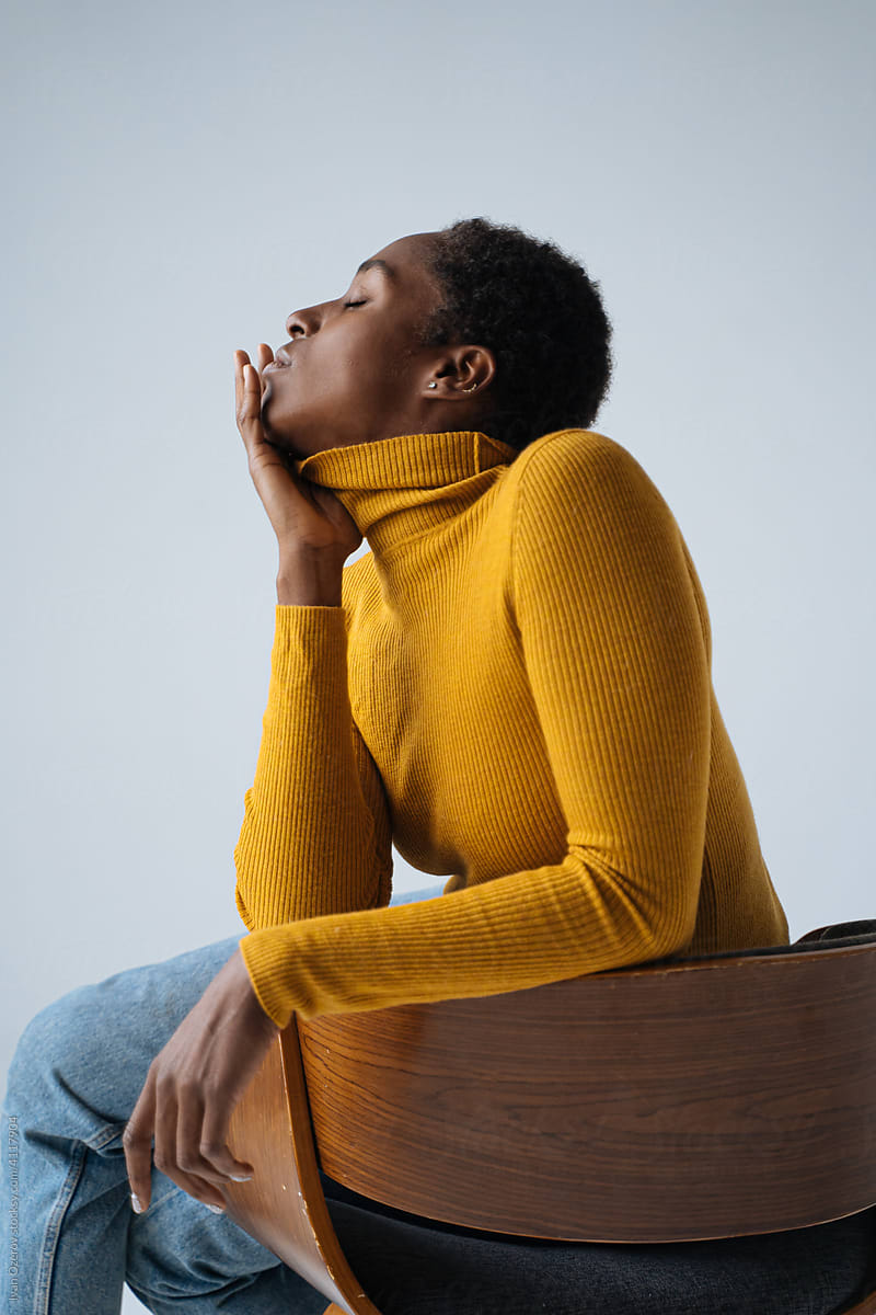 studio portrait of black woman model