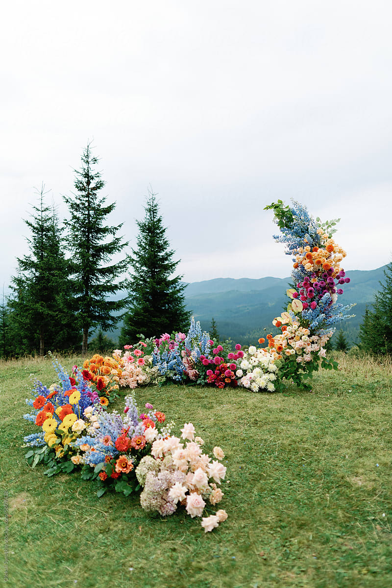 Floral installation ceremonial decorative composition meadow nature