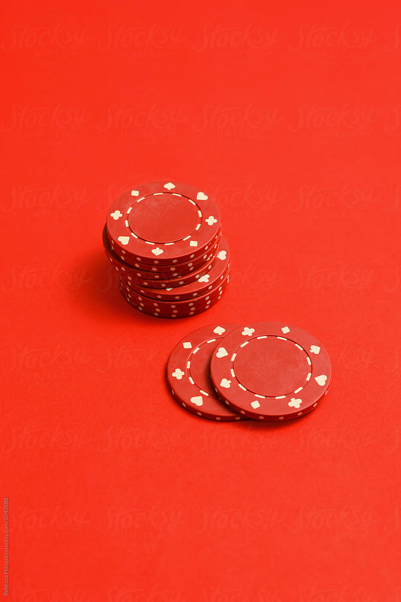 red poker chips stacked