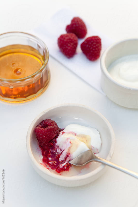 Raspberry, yogurt and honey face mask.
