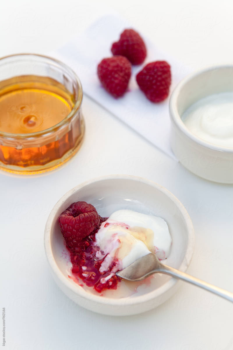 Raspberry, yogurt and honey facemask.
