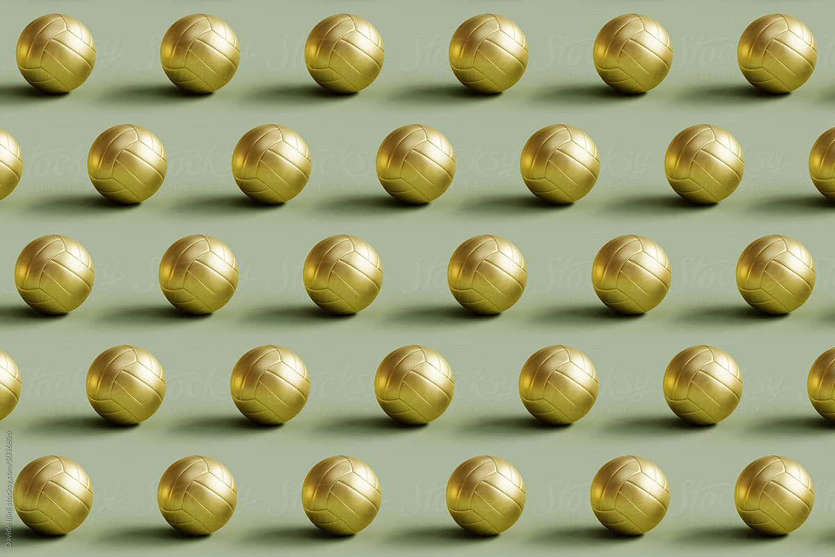 3d Gold Volley Balls seamless pattern design