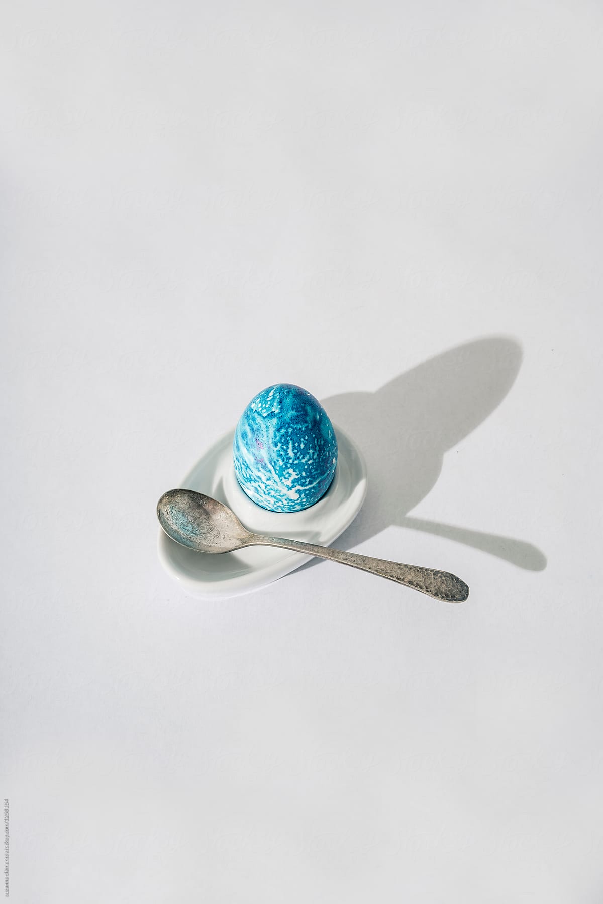 Hand-Painted Abstract Speckled Easter Egg in Egg Cup
