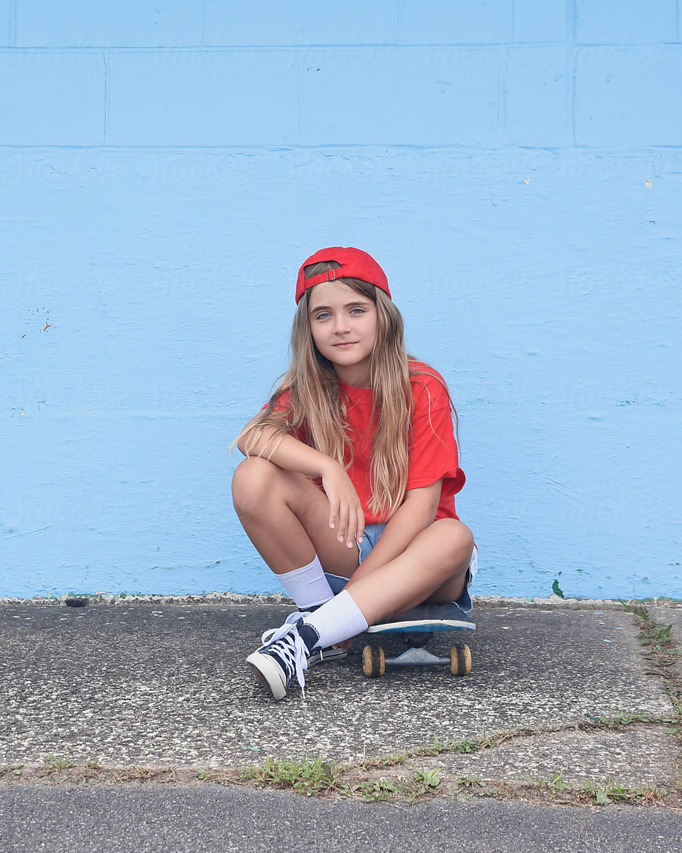 Confident Skater Girl Outside
