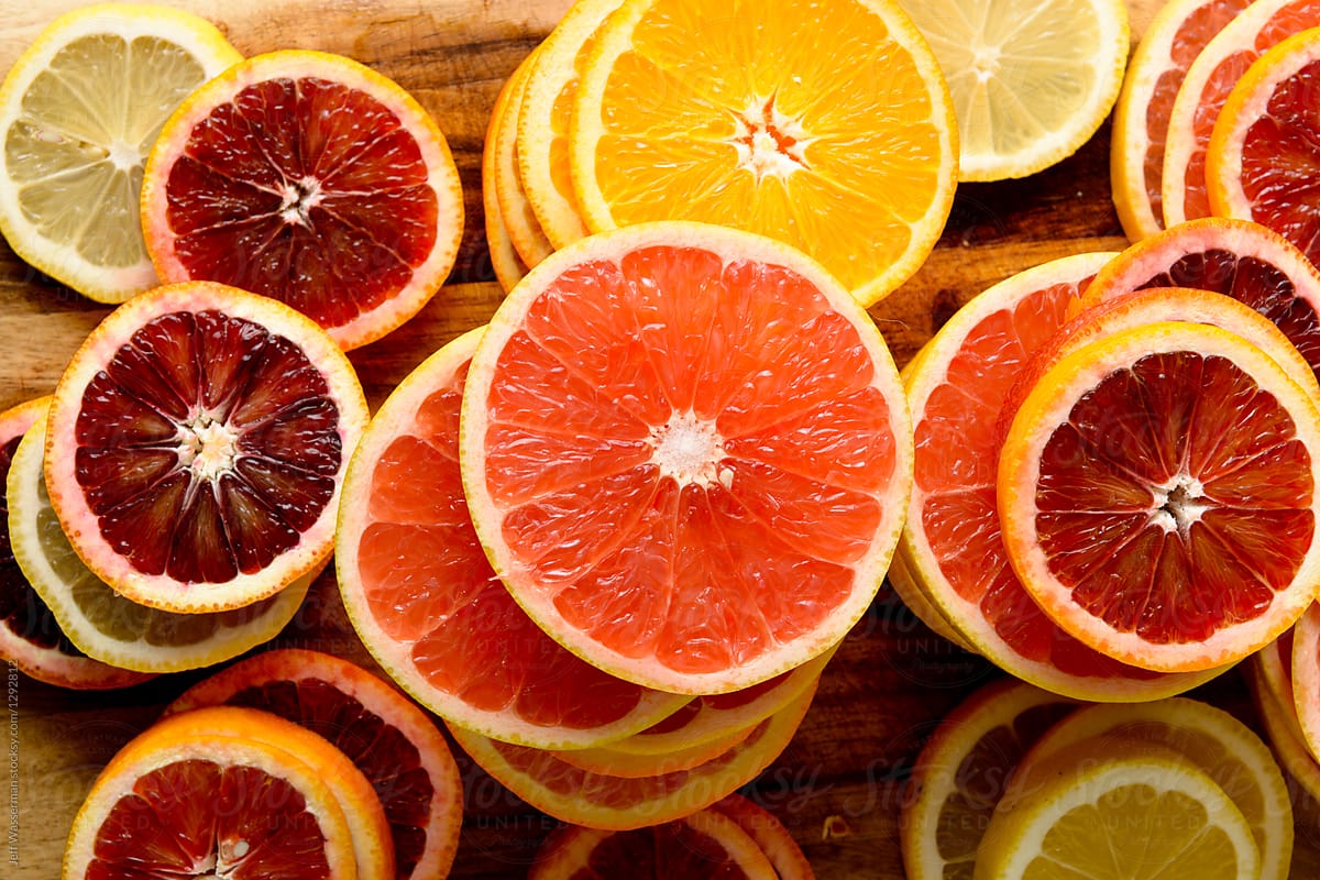 Arrangement Of Citrus Fruit Slices by Stocksy Contributor Jeff