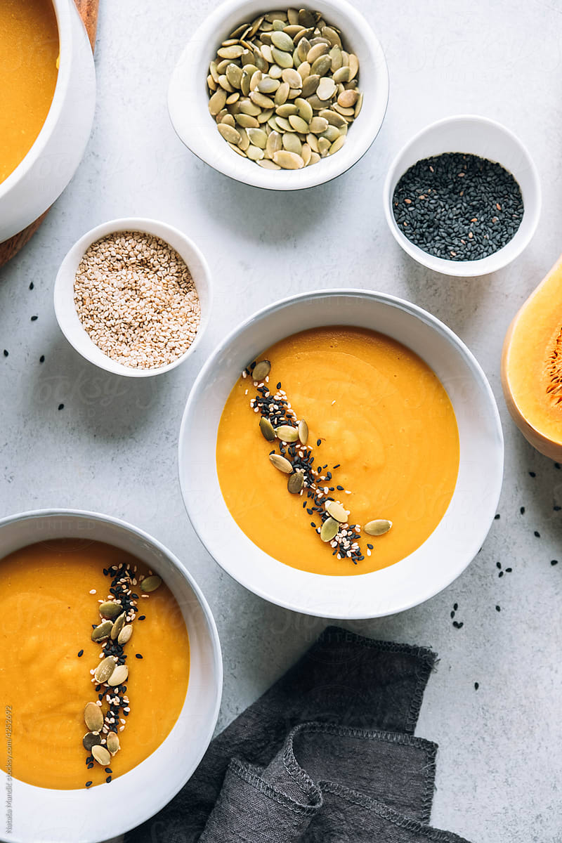 Creamy pumpkin and lentil soup