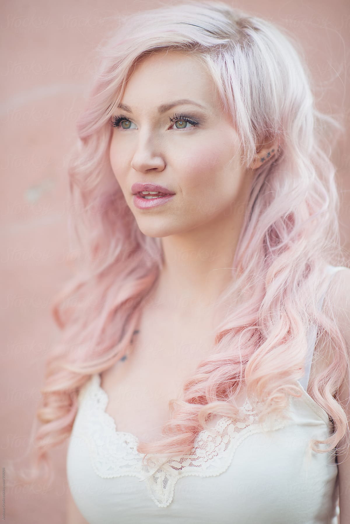 Girl With Pastel Pink And Blonde Hair By Stocksy Contributor Andreas Gradin Stocksy