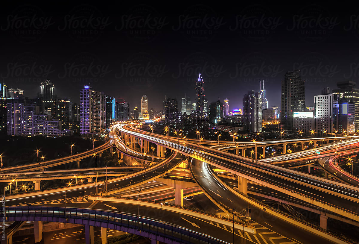 Shanghai high bridge night view