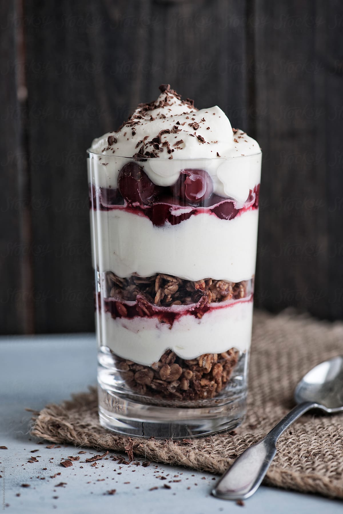 Food: Yogurt and Cream Dessert or Breakfast with several Layers