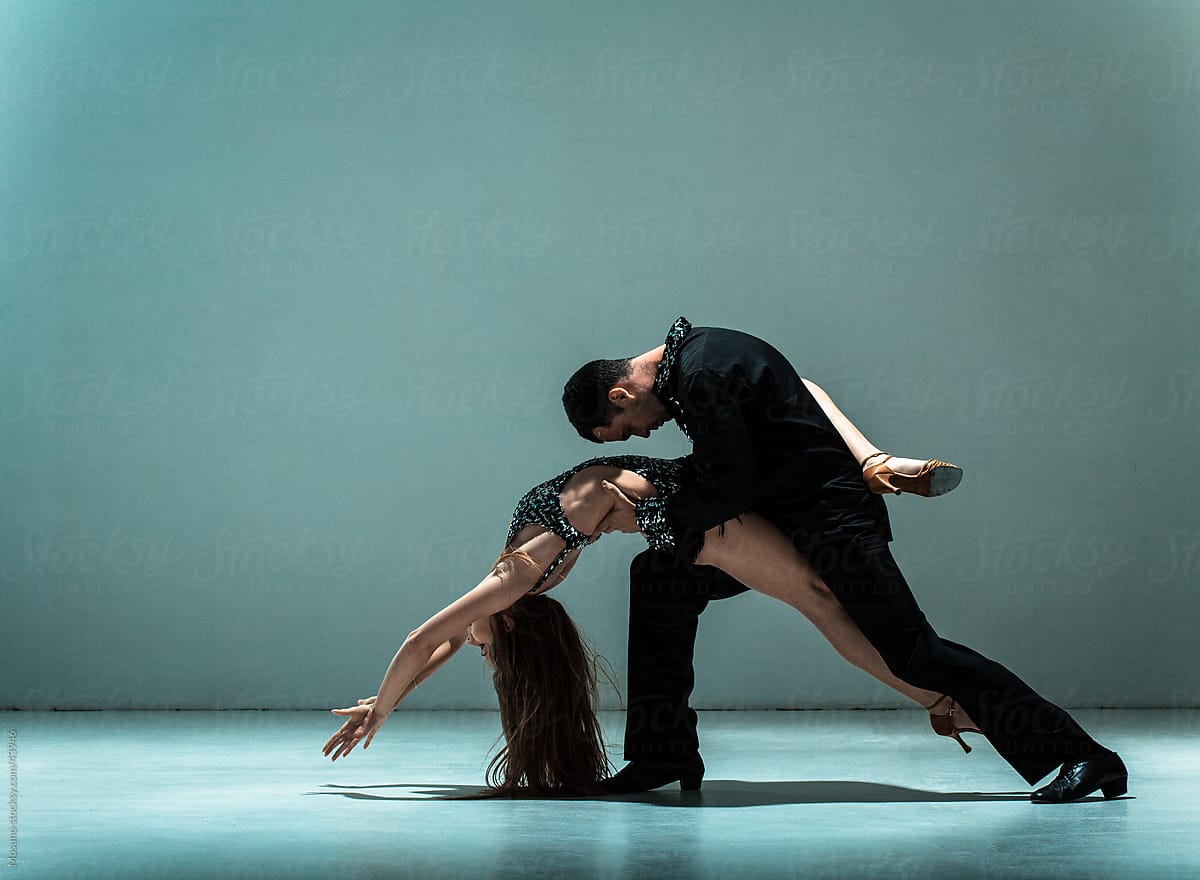 Young couple of professional dancers.
