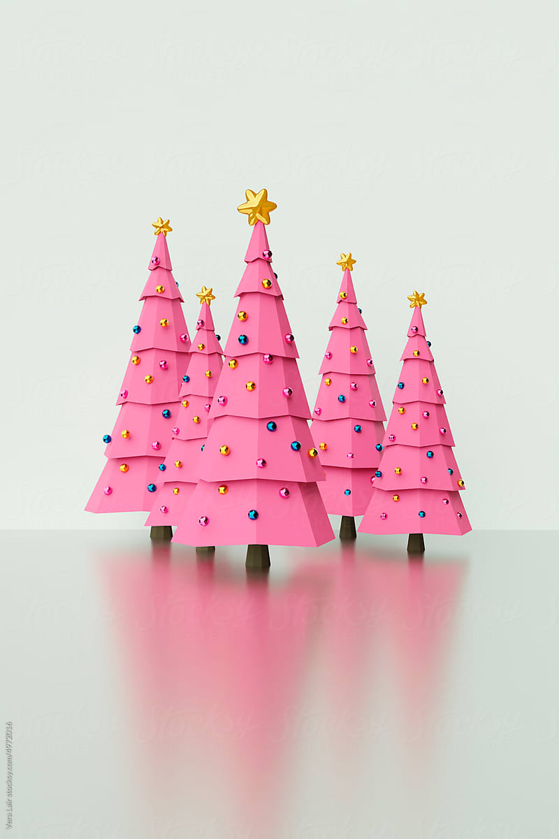 Pink christmas trees