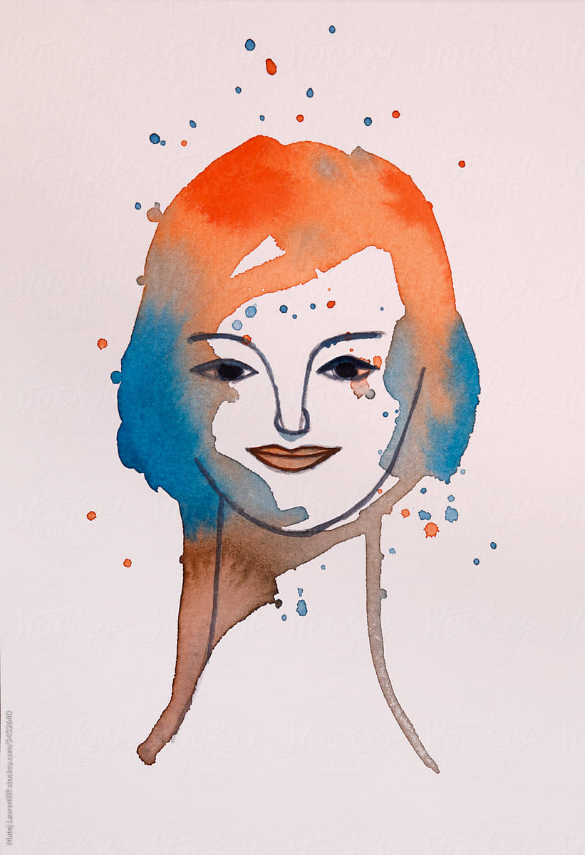 Colorful Stylized Woman Portrait Illustration