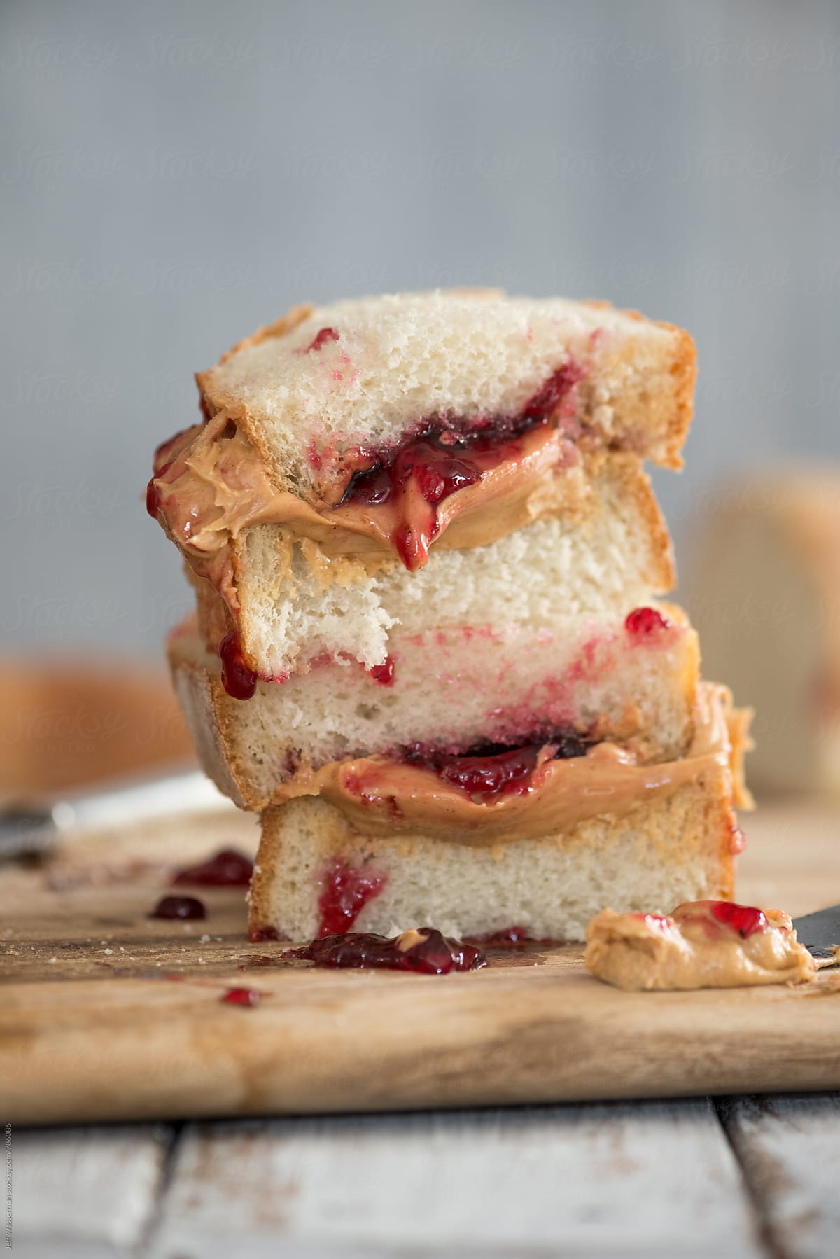 Messy Peanut Butter and Jelly Sandwich
