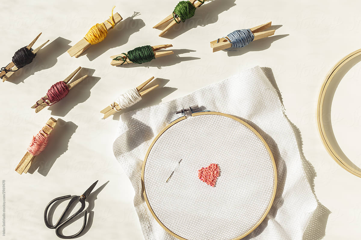 Embroidery of a Heart with French Knots