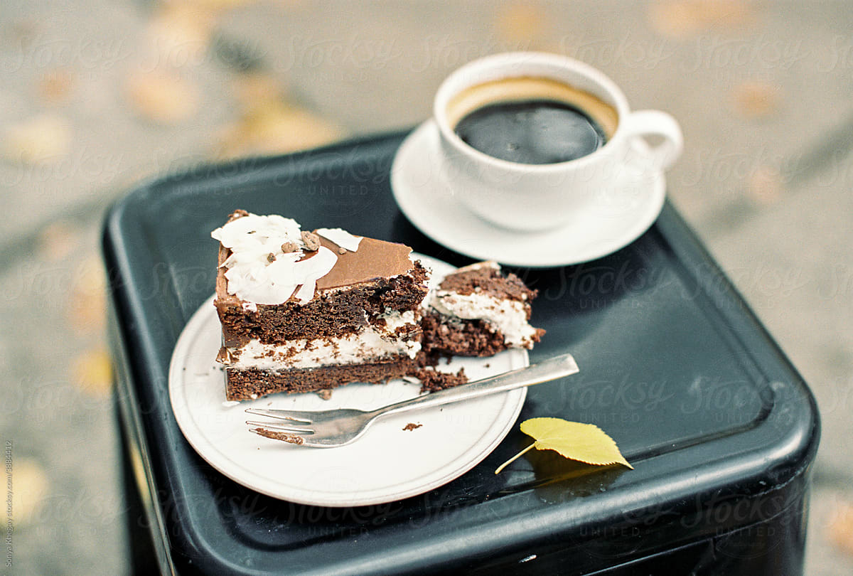 cake and coffee at a cafe