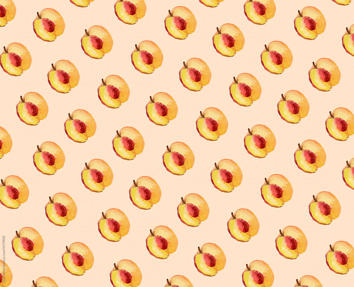 A vibrant and symmetrical grid pattern of fresh peaches