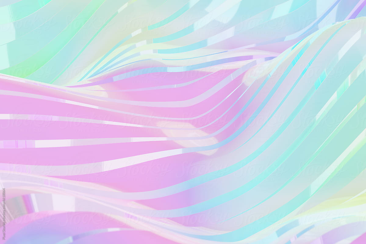 3D iridescent background with waves