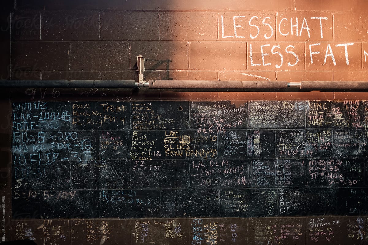 \'Less chat less fat\' written on the wall of an old gym