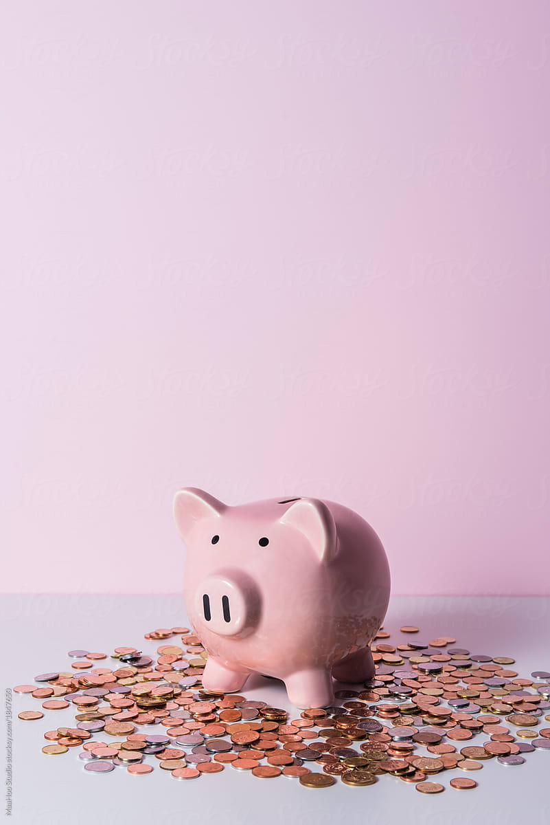 Piggy bank with coin