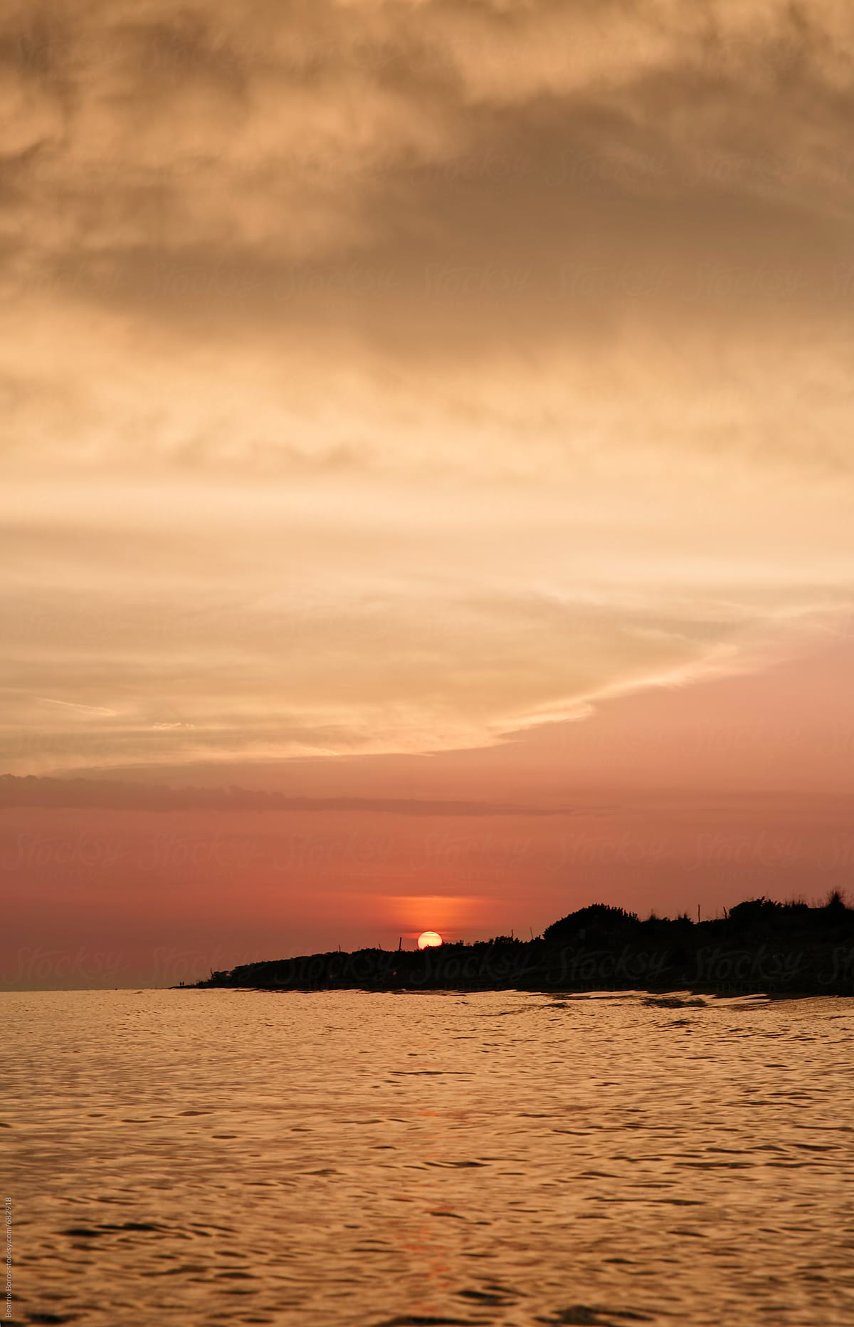 Vertical photo of a Sunset on the Mediterranean Sea
