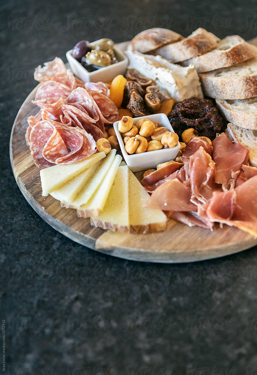 Delicious Charcuterie Board With Meats And Cheeses