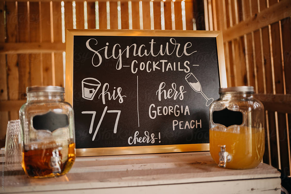 A Chalkboard with Cocktail List
