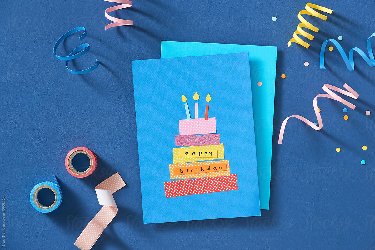 Happy birthday Card and tools with decoration