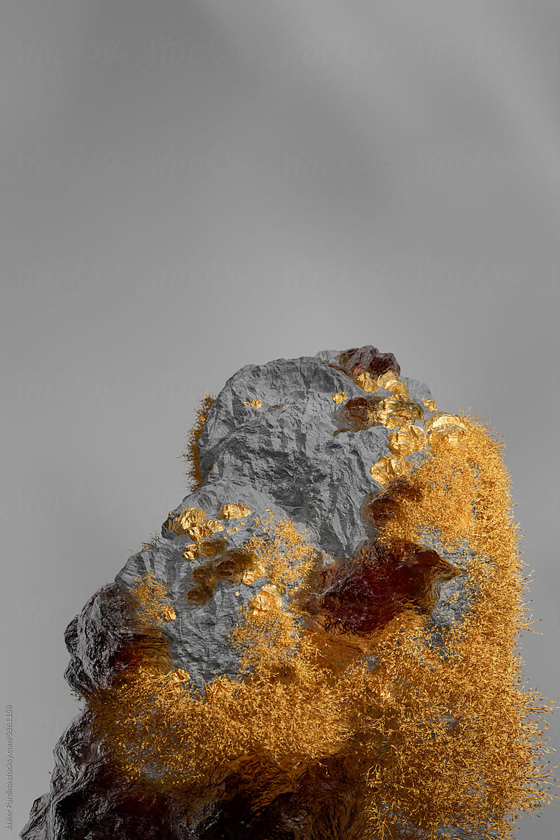 Colorful yellow minerals photographed in studio.