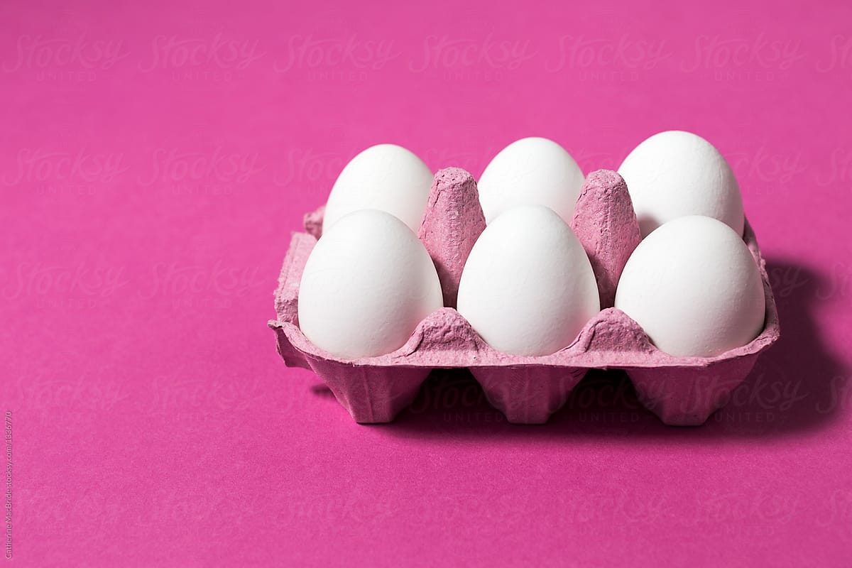 Six white hens eggs