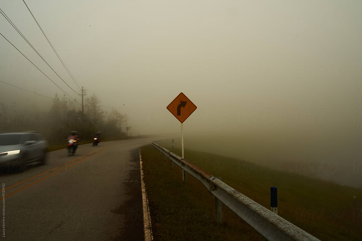 Misty traffic sign