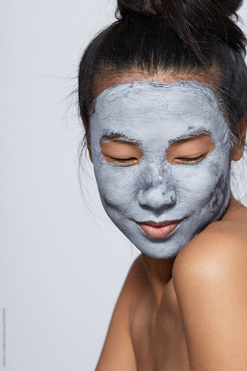 Asian woman portrait skin care mask