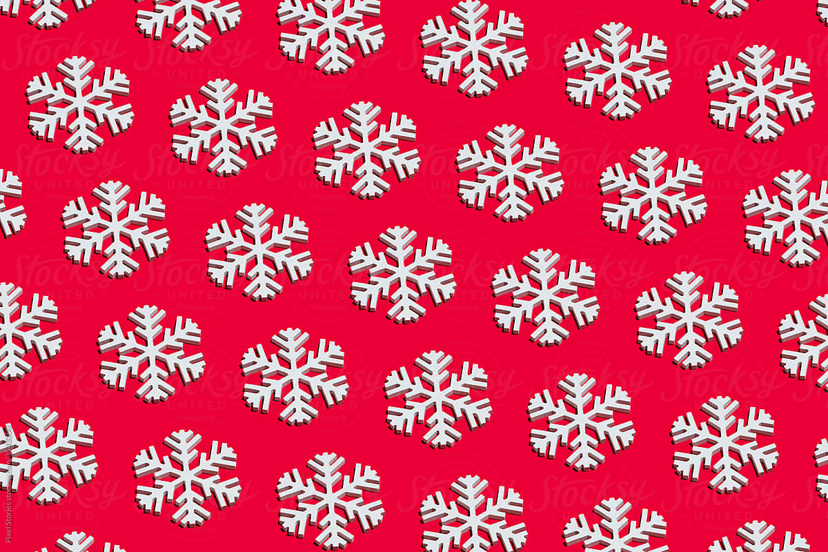 Snowflake pattern on red background