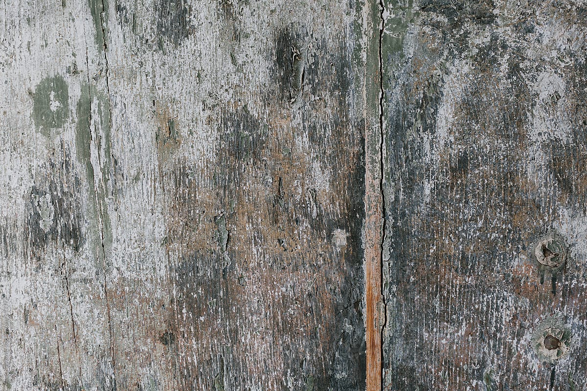 Grungy discolored wooden door texture