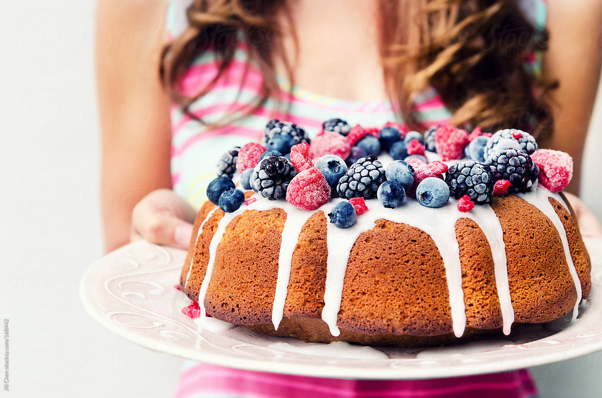 Summer mixed berry bundt cake