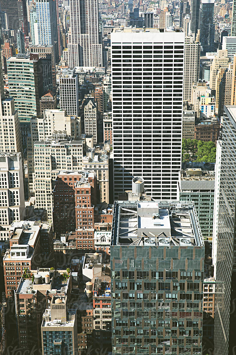 New York City Manhattan skyline buildings from above