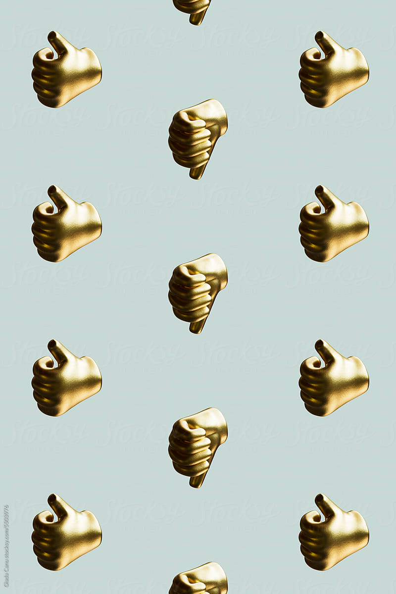 vertical pattern of golden thumbs up and down